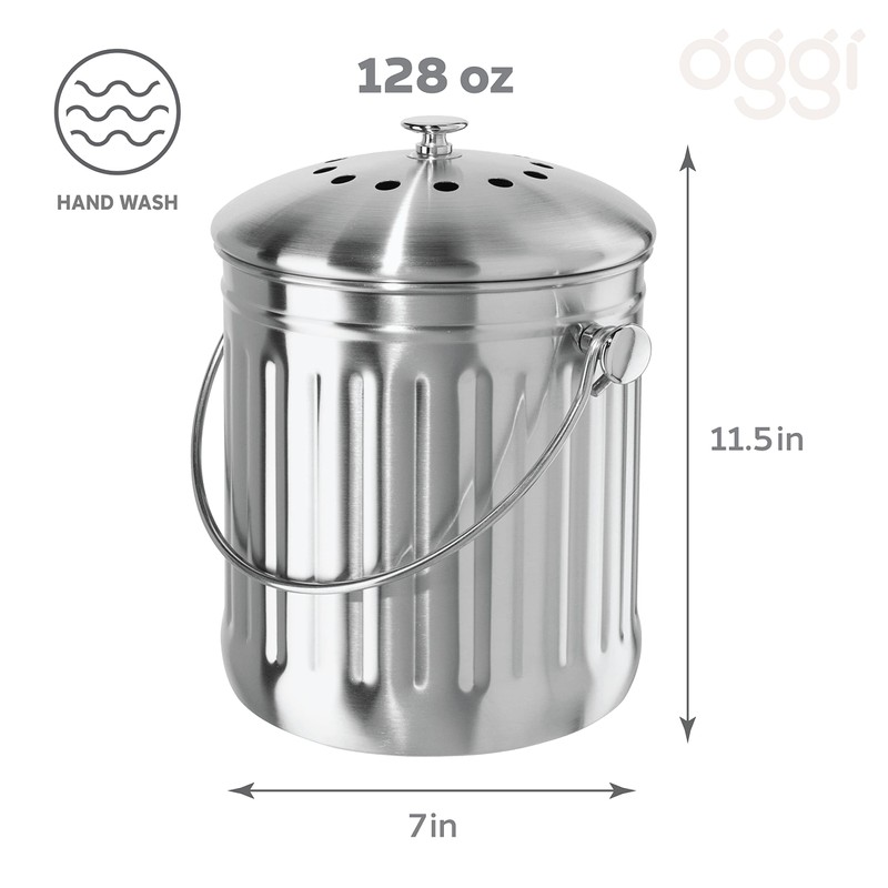 OGGI Countertop Compost Bin with Lid-1 Gallon Indoor Compost Bin