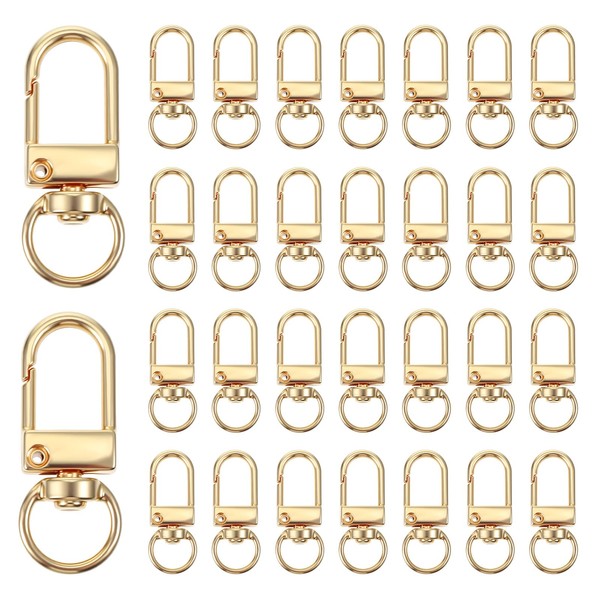 Ouligay Pack of 50 Mini Carabiner Swivel Key Ring Gold