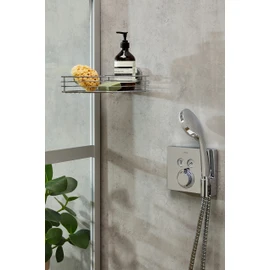 WENKO 20887100 Vacuum-Loc® corner shelf Bari - fixing without drilling, Steel, 31.5 x 8.5 x 22 cm, Chrome