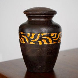 Wooden Cremation Urns for Human Ashes Adult - Decorative Urn for Ashes for Women & Men - Handcrafted Burial and Funeral Urn with Carving 6''