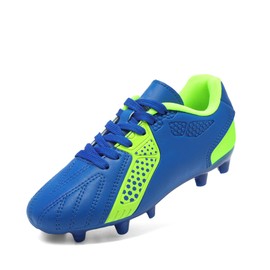 DREAM PAIRS Boys Girls Soccer Cleats Youth Firm Groud Classic Lightweight Football Shoes for Little/Big Kid,Size 3 Little Kid,Royal/Blue/Neon/Green,HZ19006K
