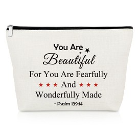 Religious Inspirational Quotes Makeup Bag Christian Gifts for Women Friends Daughter Sister Baptism Gifts for Girls First Communion Gifts Cosmetic Bag Christmas Birthday Gift Travel Zipper Pouch