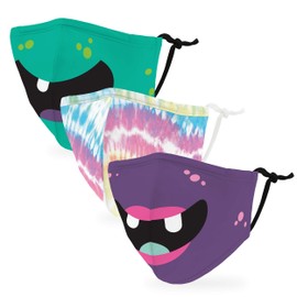 Weddingstar 3 Pack Kid's Washable Cloth Face Mask Reusable and Adjustable with Filter Pocket - Color Monsters
