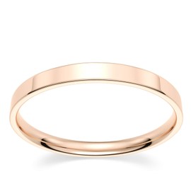 14k Rose Gold 2mm Light Comfort Fit Flat Wedding Band - Size 5.5