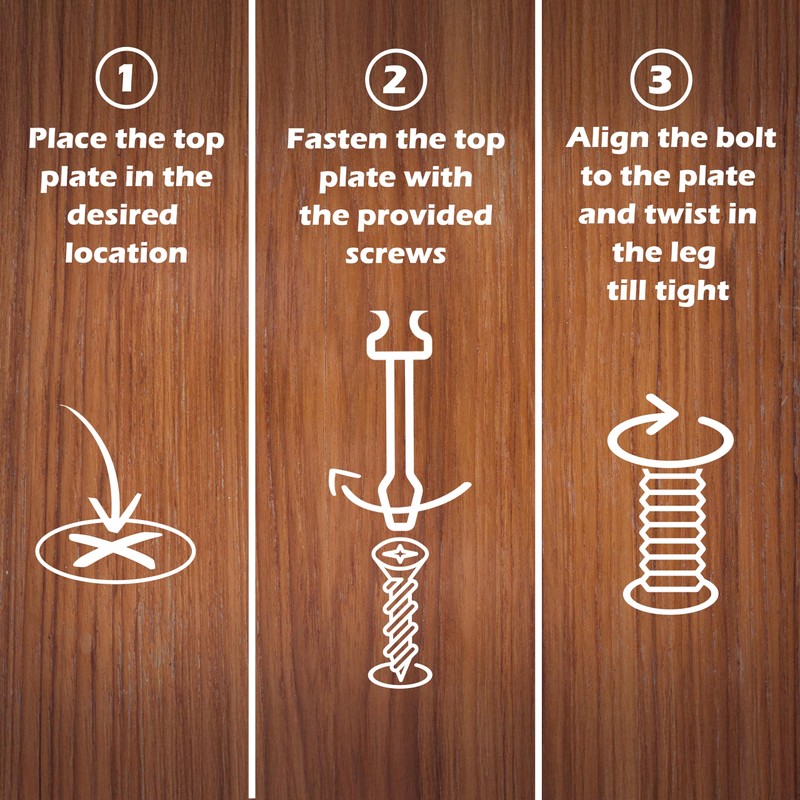 WADDELL Furniture Leg Mounting Bracket (4 Count, Straight Top Plate)