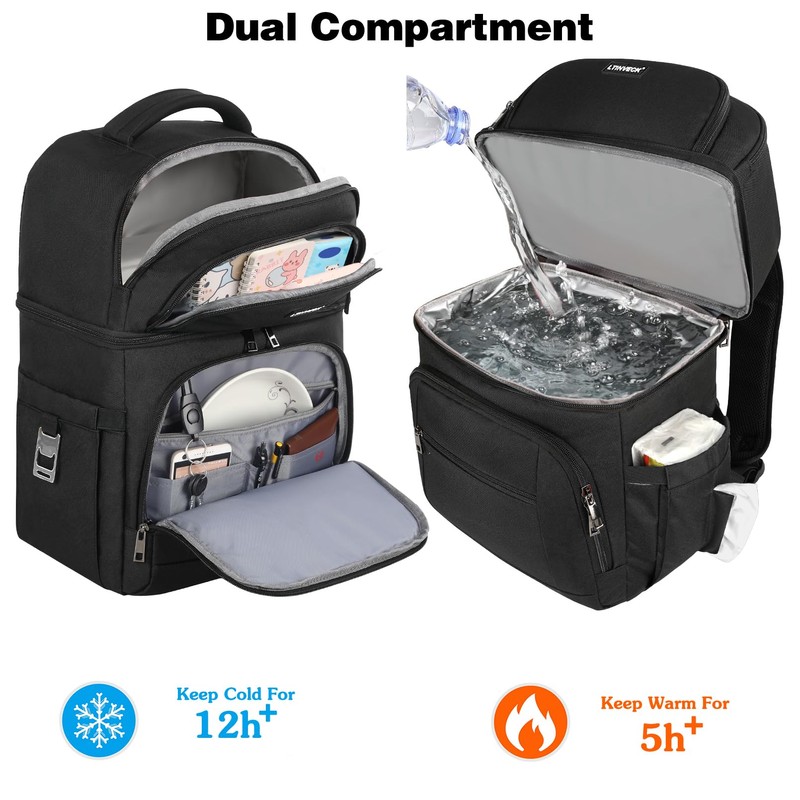 Cooler Backpack,Insulated Backpack Cooler Leakproof Double Deck Cooler Bag for