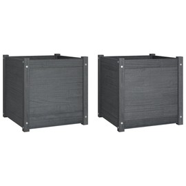 TREATLIFE HOME Garden Planter Set, 2 pcs Solid Pinewood, Weather-Resistant, 19.7x19.7x19.7 Inches, Gray
