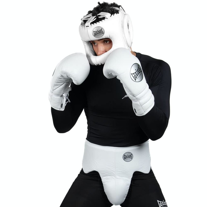 Geezers Elite Pro Bar Faced Headguard (White)