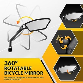 ROCKBROS - Espejos de bicicleta para manubrio HD resistente a explosiones para bicicleta Ebike espejo retrovisor ajustable de 360 grados, fácil de ins