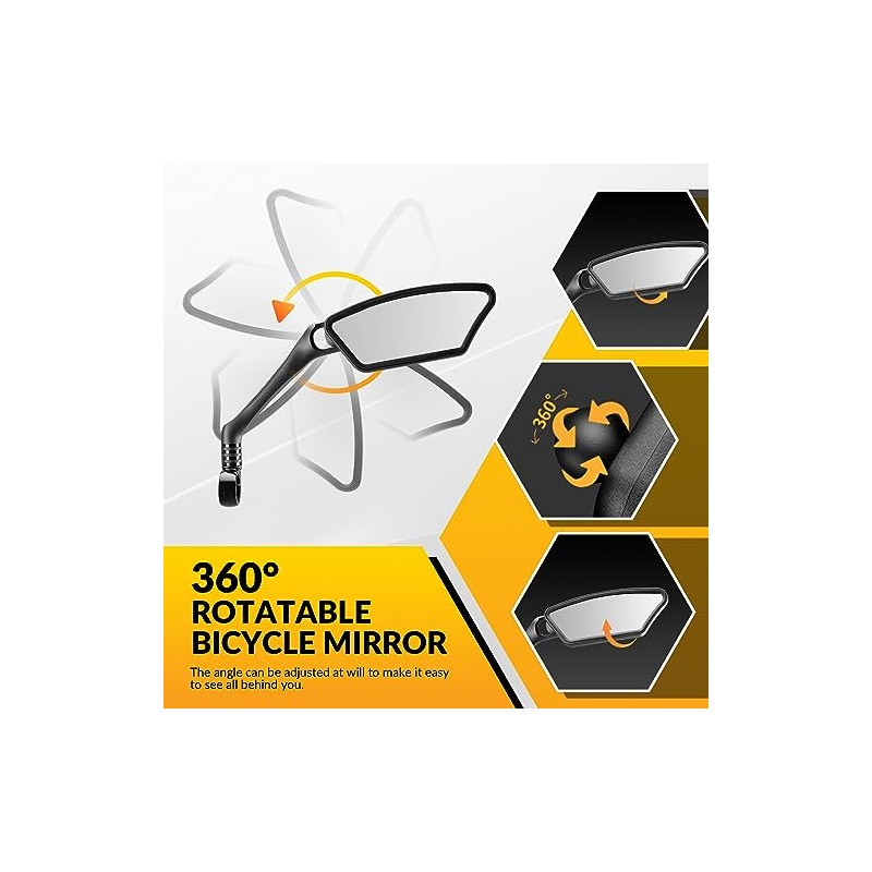 ROCKBROS - Espejos de bicicleta para manubrio HD resistente a