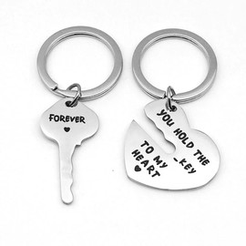 2 PCS You Hoid The Key To My Heart ，A He&She Combination Item Heart Keychain Appreciation Gift ，Merci Porte Cle for Boyfriend Girlfriend Wife Husband Men Women Gifts,