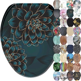 Sanilo Soft Close Toilet Seat ELONGATED, Quiet and Slow Close Lid and Seat, Strong Bumpers and Hinges (Dahlia)