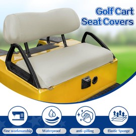 NOKINS Golf Cart Front Seat Covers,Waterproof Leather Seat Cover Fit Club Car DS,No Stapler,Golf Cart Vinyl Replacement Seat Cover, Oyster Grey