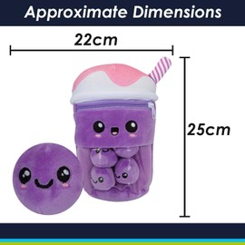 VFM e-Store - Boba Tea Soft Toy Cute Plushie Huggable Cuddly Stuffed Toy Gift Plush Toy Cute Stuffed Plushie, Gifts for Birthday, Valentine's Day Christmas - 25cm Lilac