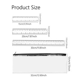 Plastic Ruler Set Clear Transparent Straight Ruler 15cm/30cm 6inch 12inch Measuring (3)
