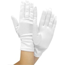 ZaZa Bridal Shiny Stretch Satin Dress Gloves Wrist Length 2BL Over 12 years, White