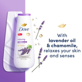 Dove Body Wash 4 Count Relaxing Lavender Oil & Chamomile for Renewed, Healthy-Looking Skin Gentle Skin Cleanser with 24hr Renewing MicroMoisture 20 oz