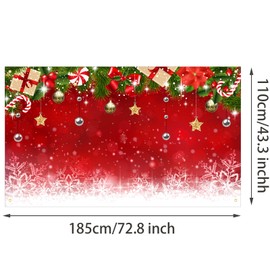 Christmas Photo Backdrop, Fabric Winter Snowflake Christmas Photography Backdrop Red Merry Christmas Photography Background Christmas Ornaments Backdrop Christmas Photo Booth Props, 72.8 x 43.3 Inch