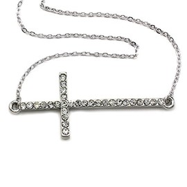 Soulbreezecollection Christian Side Sideways Cross Pendant Necklace Charm Designer Lady Fashion Jewelry