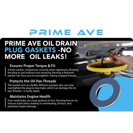 PRIME AVE Aluminium Oil Drain Plug Washer Gaskets - U.S. Made 12mm Crush Washer - Oil Plug Gasket Leak Proof Sealing Washers Compatible with Toyota Lexus Scion Part# 90430-12031 (Pack of 10)