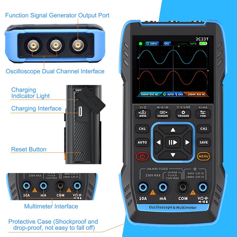 Kethvoz Digital Oscilloscope 2 Channel with Auto Calibration, 3 in