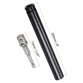 Boxonly 1/2" Drive Socket Accessory Set 17mm Deep 6-Point Impact Socket 8" Length and 1/4" Hex Shank Adapter