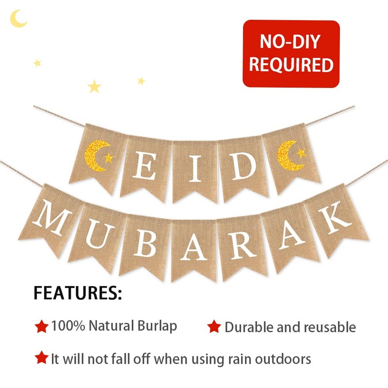Eid Mubarak Banner Mubarak Party Decoration Ramadan Party Decorations Supplies