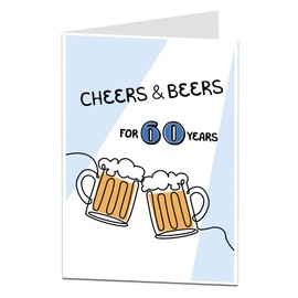 LimaLima Funny 60th Birthday Card For Him Men. Cheers & Beers To 60 Years. Perfect For Brother, Husband, Dad, Grandad & Friends