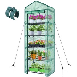 Mini Greenhouse for Indoor Outdoor: Ohuhu Small Plastic Plant Green House 5-Tier Rack Stand Portable Greenhouses with Durable PE Cover for Seedling, Ideal Gardening Gifts for Women Men