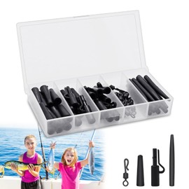 Viceda 60 pcs Carf Fishing Accessories Set, with Plastic Lead Clips, Anti-Tangle Sleeves, Quick Change Swivels, Tail rubbers (with a Storage Box)