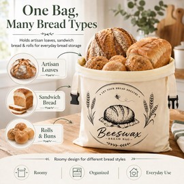 2 Pack Beeswax Bread Bags with Removable Liners