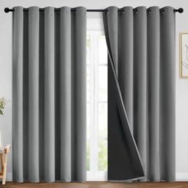Yakamok - Cortinas 100 opacas de 84 pulgadas de largo, 2 capas gruesas de bloqueo de calor y luz completa, cortinas de aislamiento térmico suave para