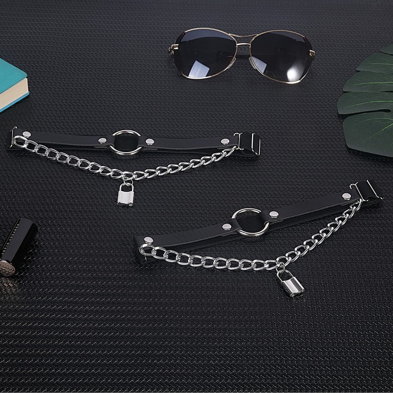 alisikee O-ring Leg Garter with Key Chains, Elastic Punk Thigh