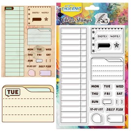 CHGCRAFT Date Table Clear Stamp Transparent to-Do List Handicraft Schedule Stamps for DIY Scrapbooking Photo Album Decorative Cards Making, Mixed Shapes, 6.3x4.3inch