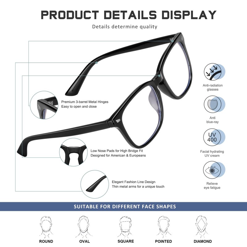 Jectieey Reading Glasses for Women Men - Anti Glare Computer