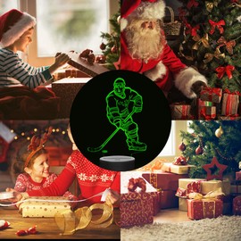 Hockey Player Night Light, Ticent Hockey 3D Lamp Lighting Lights for Kids 7 LED Color Changing Touch Table Desk Lamps Cool Toys Gifts Birthday Xmas Decoration for Sports Hockey Fan