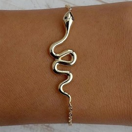 Atentuyi Boho Snake Bracelet Gold Gothic Snake Bracelet Snake Bracelet Animal Bracelet Vintage Bracelet Fashion Punk Bracelet Jewellery for Women and Girls