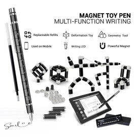 Elegancy for Men Magnetic Fidget Pen Stocking Fillers Magnetic Pen LED Cool Gadgets Stuff Dad Gifts for Teenage Girls Boys (Black Fidget Pen 2.0)