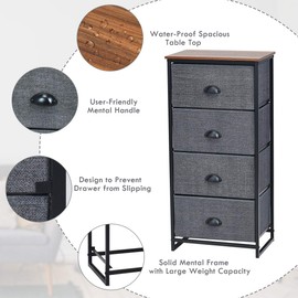 Giantex Dresser Storage Tower Nightstand W/Fabric Drawers, Sturdy Steel Frame and Wood Top Organizer Unit for Bedroom, Living Room, Entryway,Closets End Table Storage Unit (37ââ(H), Black)