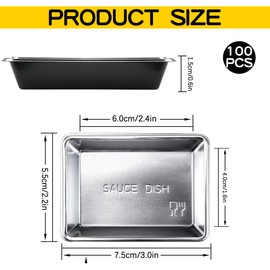 DOERDO 100 Pcs Mini Dipping Sauce Dishes Disposable Soy Sauce Dish, Condiment Serving Tray, Appetizer Plates for BBQ, Salad, Tomato Sauce