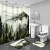 BayNook 4PCS Dark Green Misty Forest Bathroom Sets with Shower
