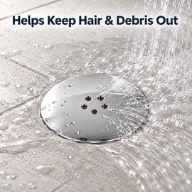 Round Shower Floor Drain Cover with Removable Waste Trap Insert – Silver-Finish Replacement for Bathroom Shower Enclosures