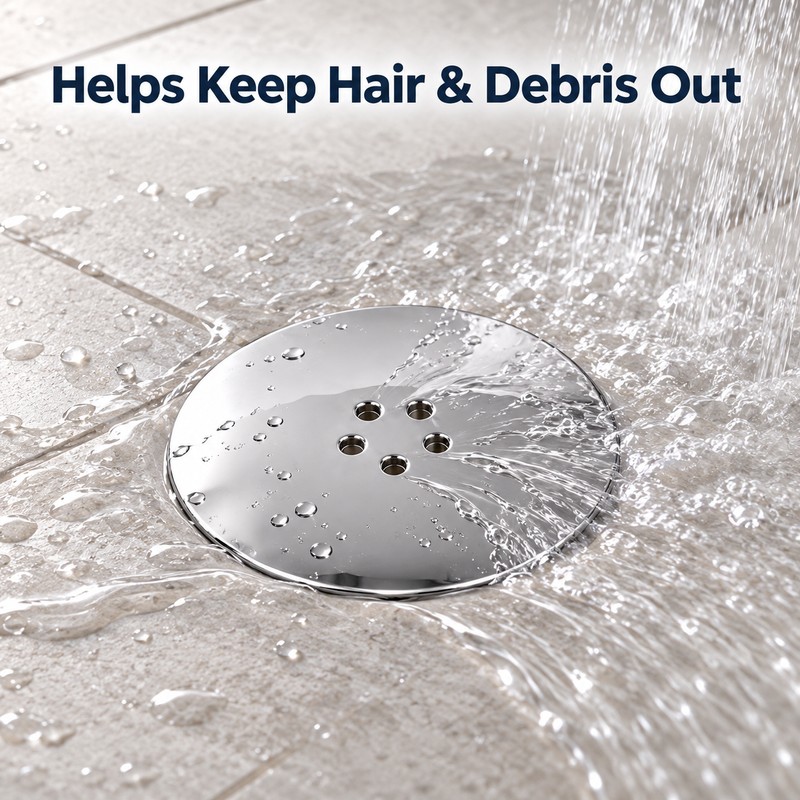 Round Shower Floor Drain Cover with Removable Waste Trap Insert