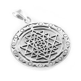 Sri Yantra Shri Pendant 925 Sterling Silver - Yoga Esoteric Spirituality Astrology Meditation, Silver