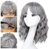 Nnzes Short Wavy Bob Wig with Bangs for Women Shoulder