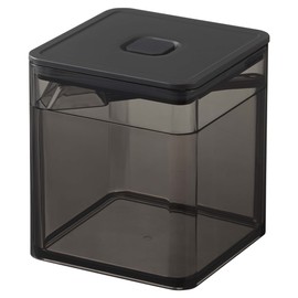Yamazaki Industries 5466 Hermetically Sealing Storage Container with Valve, Square, Black, Approx. W 3.6 x D 3.6 x H 4.0 inches (9.2 x 9.2 x 10.2 cm), Tower, Square, Condiments, Tea Leaves, Anti-oxidation
