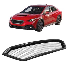 IKON MOTORSPORTS Front Upper Grille, Compatible with 2022-2025 Subaru WRX, Honeycomb Mesh Style Unpainted Black ABS Plastic Replacement Front Bumper Hood Grill