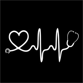 GS Stethoscope Big Heart Vinyl Die-Cut Decal - 8x3.75 Inch Bumper Sticker for Windows, Cars, Trucks, & Laptops - Perfect for Healthcare Professionals