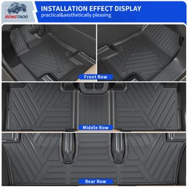 Rongtaod Floor Mats Compatible with 2024 2025 Toyota Grand Highlander Cargo Mat Cargo Liner Trunk Mat Back Seat Cover Protector Grand Highlander Accessories (Trunk Mat with Backrest Mat+Floor Mats)