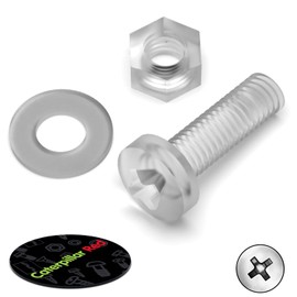 60 x Transparent Clear Plastic Acrylic, Pan Head, M3 x 10mm Nuts & Bolts, Washers -Acrylic Plastic Screws, (1/8 x 25/64 in)